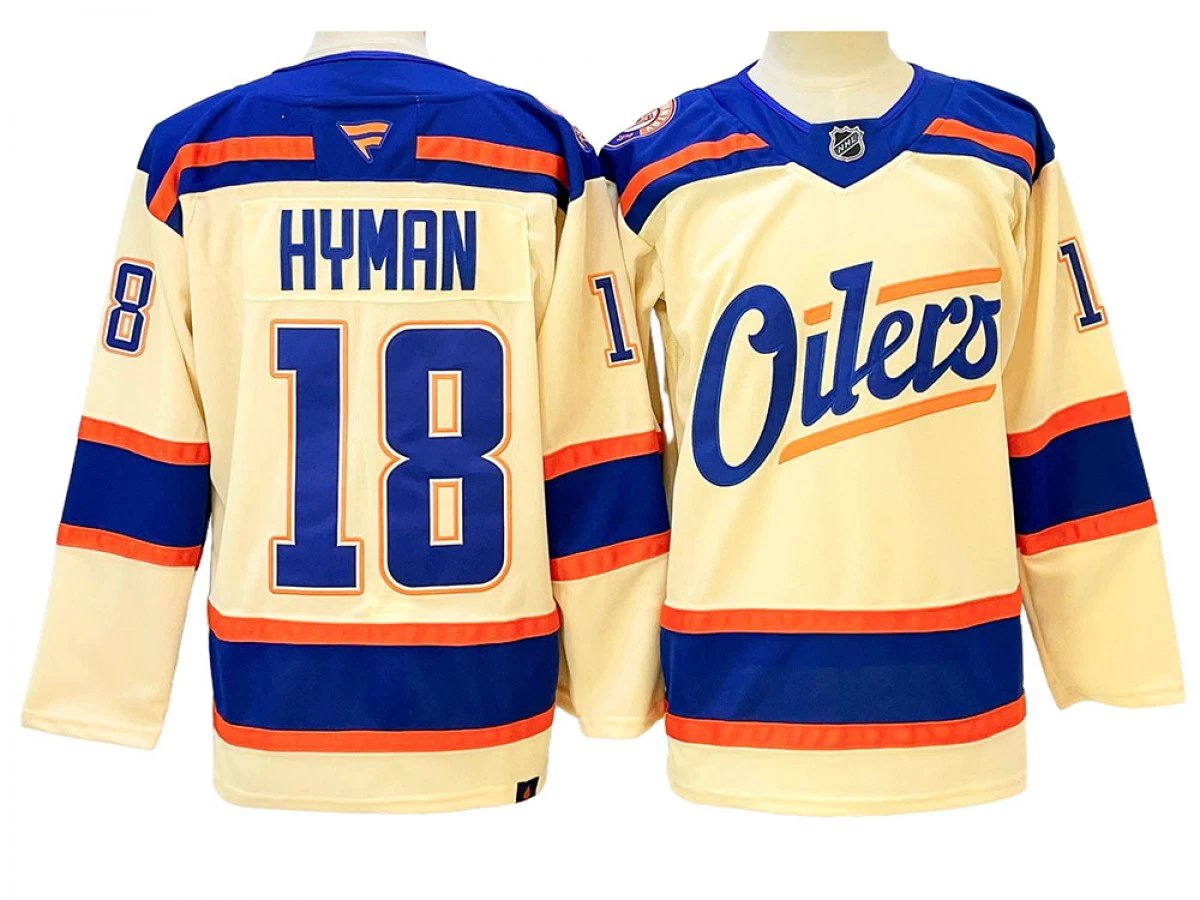 Edmonton Oilers #18 Zach Hyman Light Beige Alternate Jersey by Hockey David