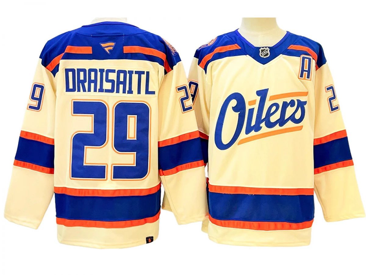 Edmonton Oilers #29 Leon Draisaitl Light Beige Alternate Jersey by Hockey David