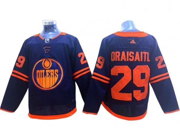 Edmonton Oilers #29 Leon Draisaitl Navy Alternate Jersey by Hockey David