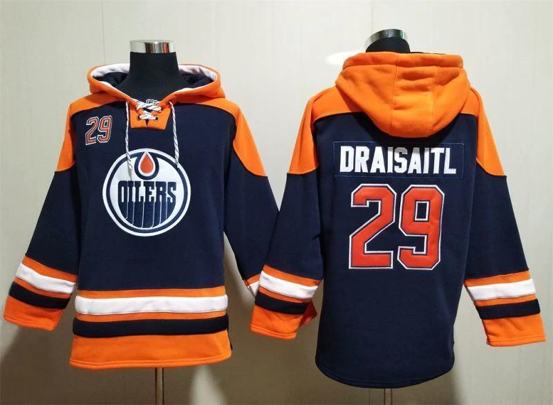 Edmonton Oilers #29 Leon Draisaitl Pullover Hoodie by Hoodie Pullover