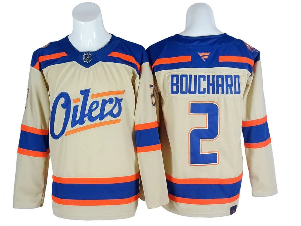 Edmonton Oilers #2 Evan Bouchard Light Beige Alternate Jersey by Hockey David