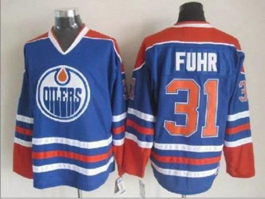 Edmonton Oilers #31 Grant Fuhr Vintage CCM Jersey - Blue by Hockey David