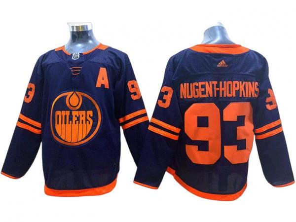 Edmonton Oilers #93 Ryan Nugent-Hopkins Navy Alternate Hockey Jersey by Hockey David