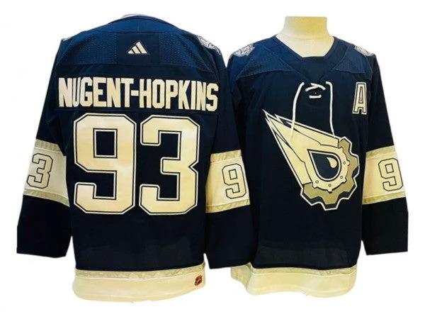 Edmonton Oilers #93 Ryan Nugent-Hopkins Navy Reverse Retro Jersey by Hockey David
