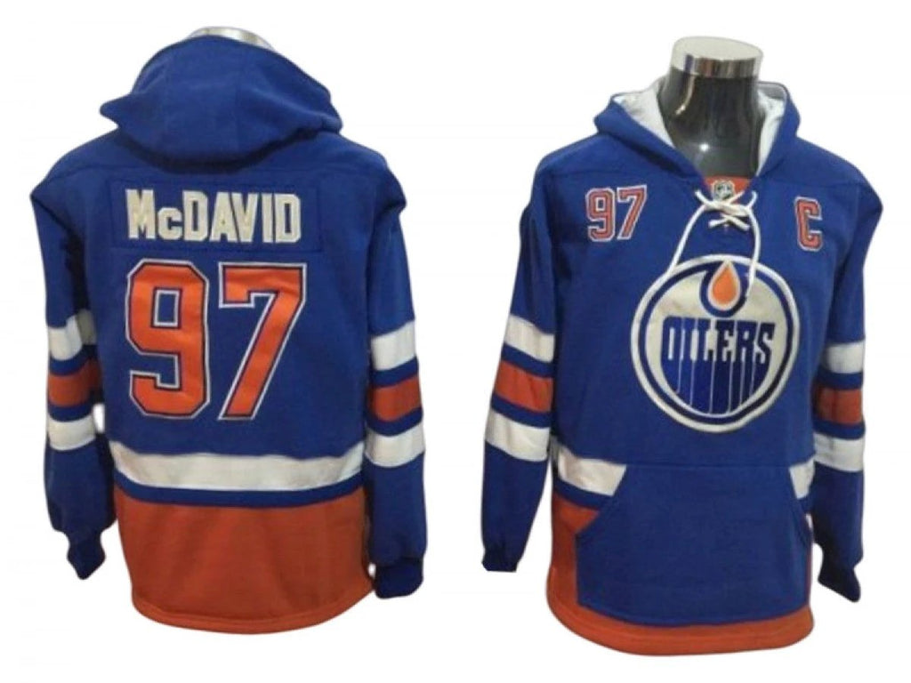 Edmonton Oilers #97 Connor McDavid One Front Pocket Pullover Hoodie Blue by Hoodie Pullover