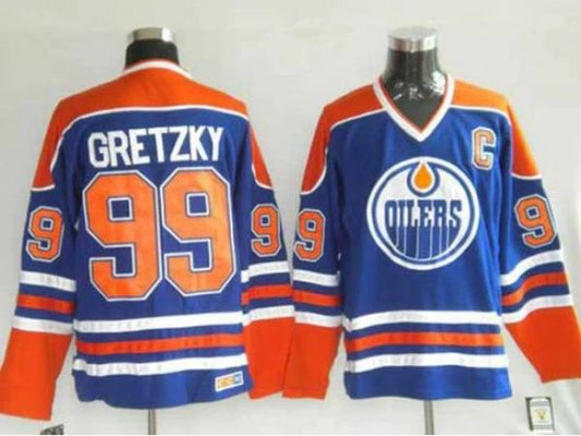Edmonton Oilers #99 Wayne Gretzky Vintage CCM Jersey - Blue by Hockey David