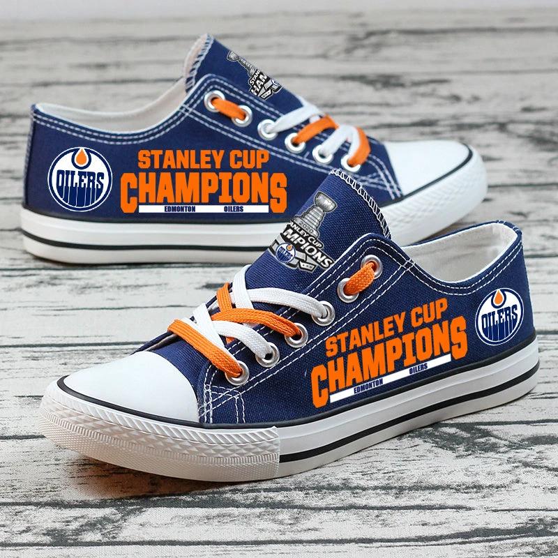 Edmonton Oilers Low Top Canvas Sport Sneakers Shoes For Men Women Fans by Crocs