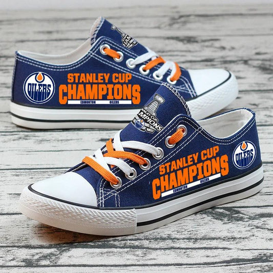 Edmonton Oilers Low Top Canvas Sport Sneakers Shoes For Men Women Fans by Crocs