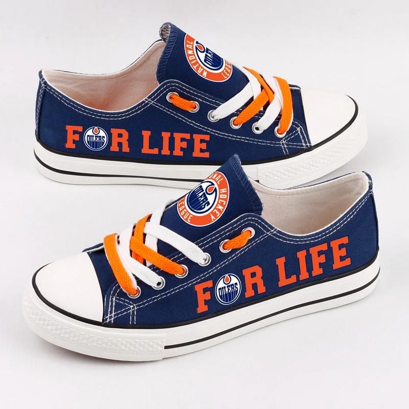 Edmonton Oilers Top Canvas Sport Sneakers Shoes For Men Women Fans by Crocs