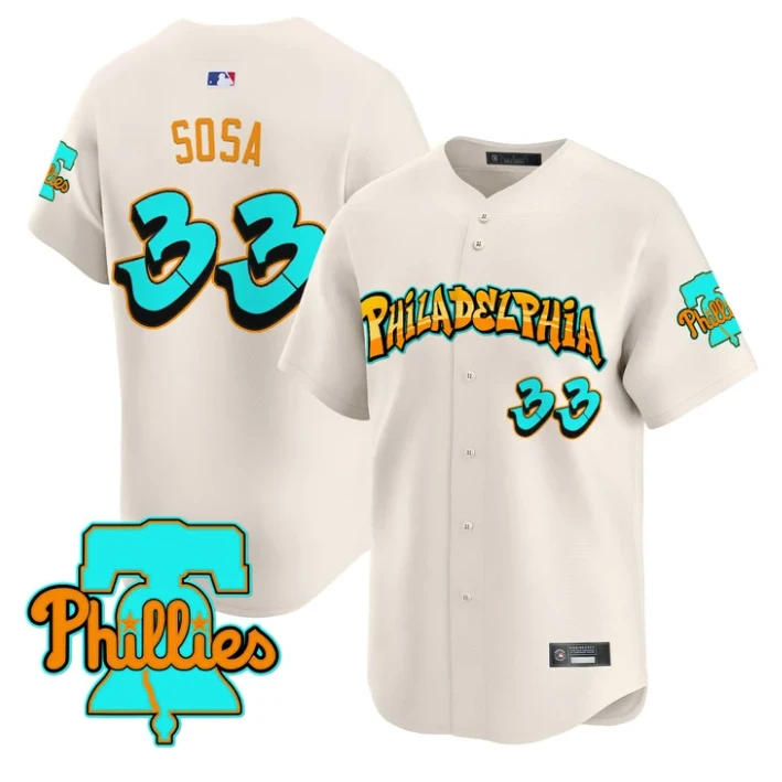 Edmundo Sosa Jersey #33 Philadelphia Phillies Graffiti Broad Street Cream by My Store