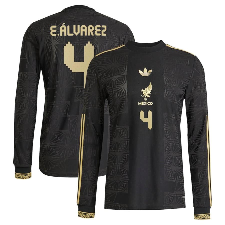 Edson Alvarez #4 Mexico National Team 2025 Third Long Sleeve Men Jersey – Black by Soccer Jersey