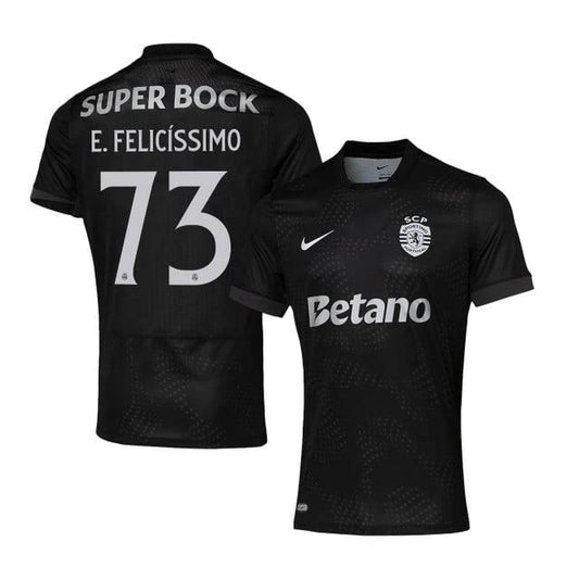 Eduardo Felicíssimo 73 Sporting CP 2025-26 Away Match Jersey – Black by Soccer Jersey
