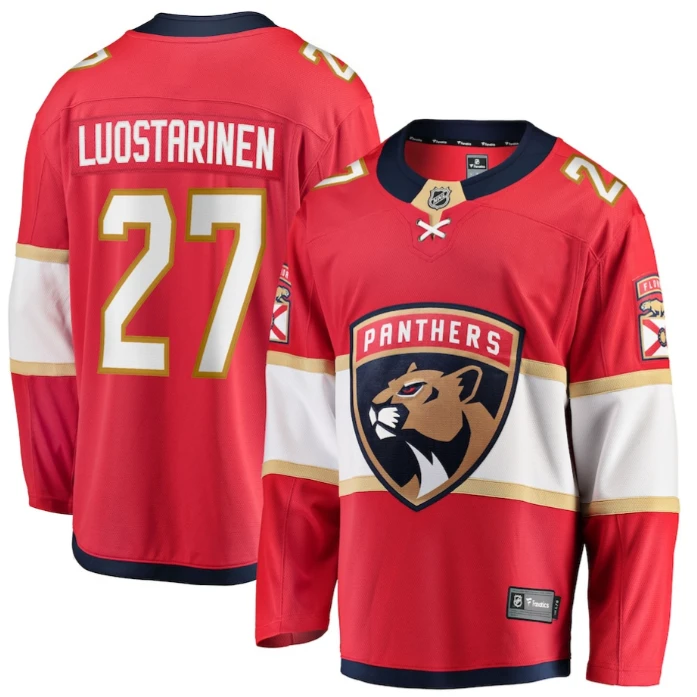 Eetu Luostarinen 27 Florida Panthers 2025 Breakaway Player Men Jersey Red by Hockey David