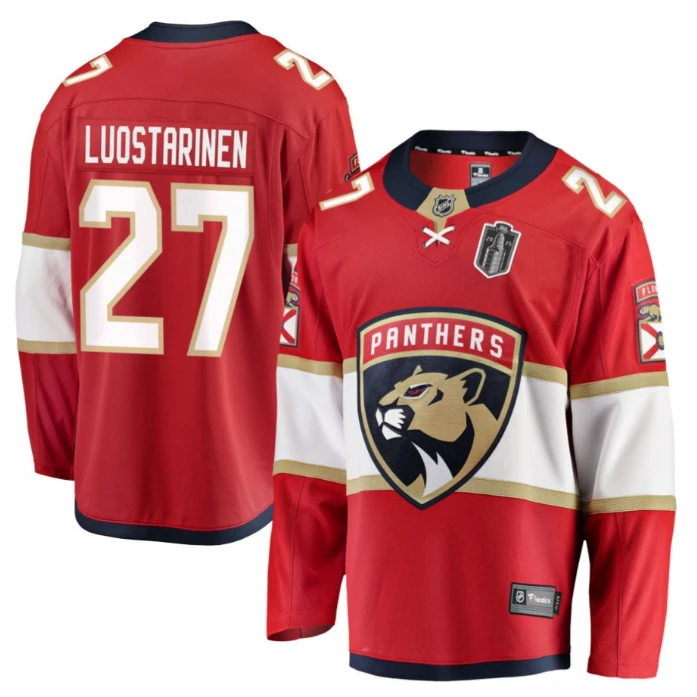 Eetu Luostarinen 27 Florida Panthers 2025 Stanley Cup Final Home Breakaway Men Jersey Red by Hockey David