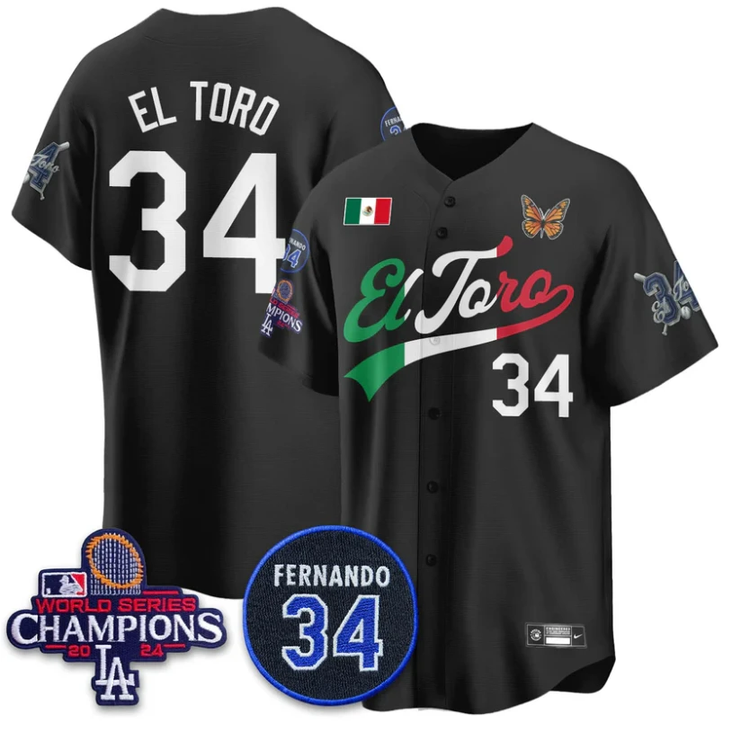 El Toro Jersey #34 Dodgers Mexican El Toro For 34 Stitched Black by My Store
