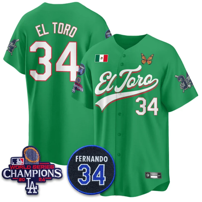 El Toro Jersey #34 Dodgers Mexican El Toro For 34 Stitched Green by My Store
