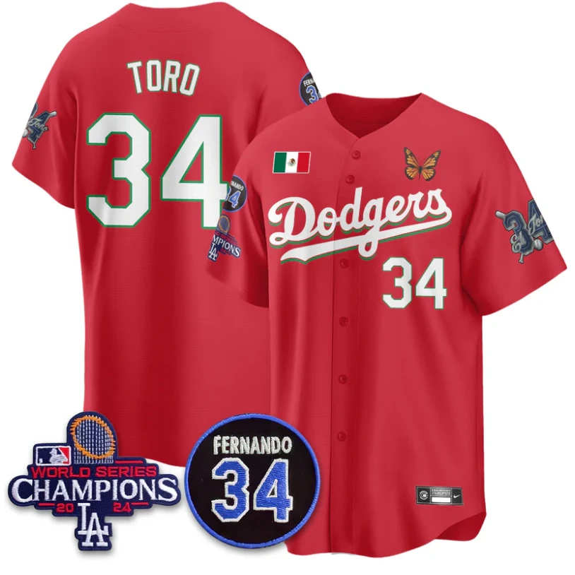 El Toro Jersey #34 Los Angeles Dodgers Mexican For 34 Stitched Red by My Store