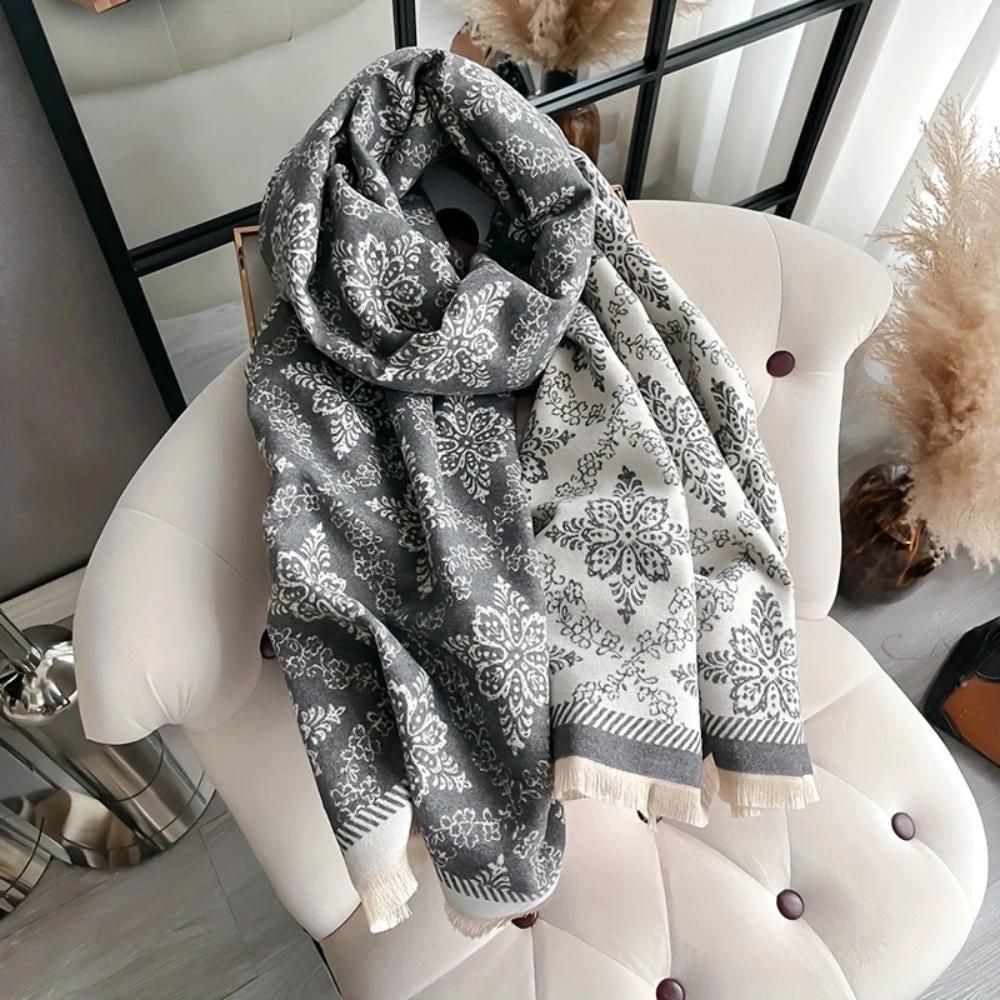 Elara Damask Print Scarf Shawl by Casa & Beyond