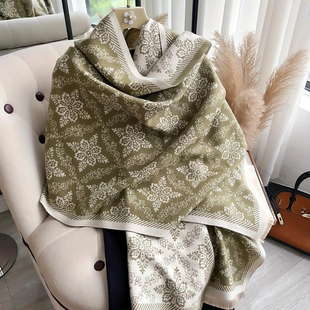 Elara Damask Print Scarf Shawl by Casa & Beyond