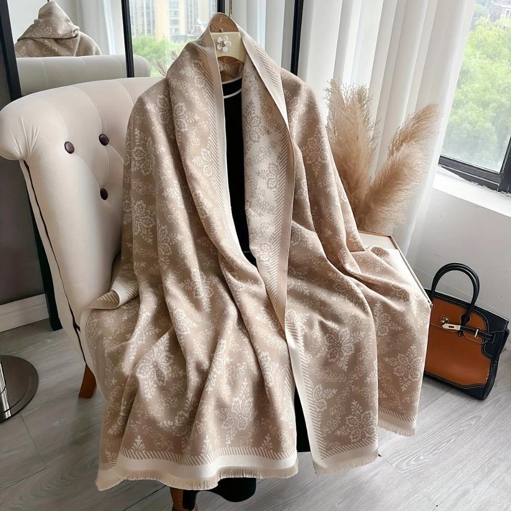 Elara Damask Print Scarf Shawl by Casa & Beyond