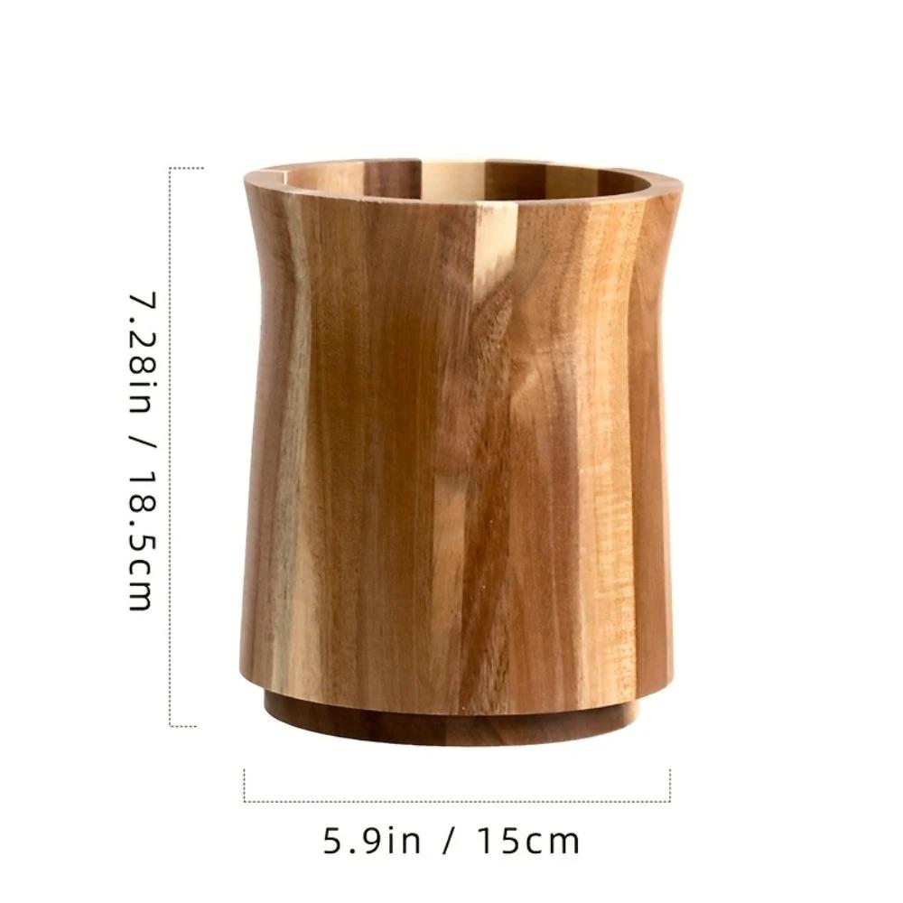Elegant Acacia Wood Rotating Utensil Holder by Casa & Beyond
