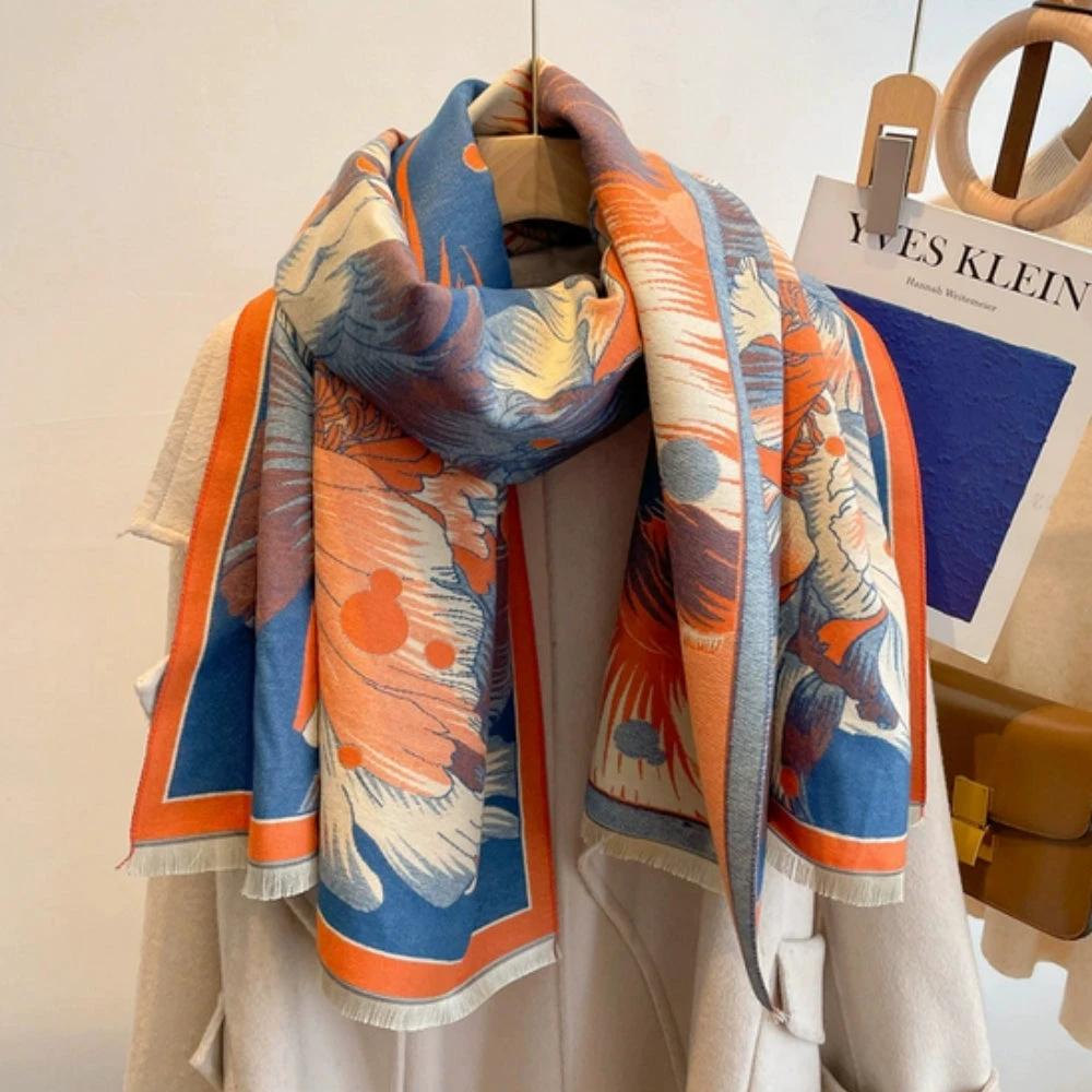 Elegant Floral Jacquard Woven Scarf by Casa & Beyond