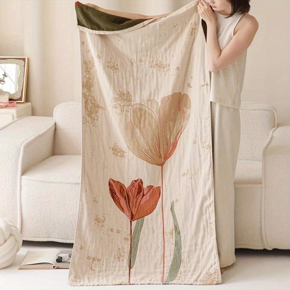 Elegant Floral Print Bath Towel Blanket by Casa & Beyond