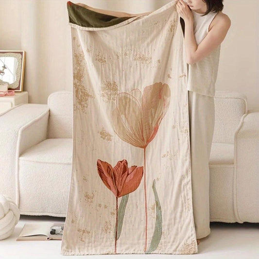 Elegant Floral Print Bath Towel Blanket by Casa & Beyond