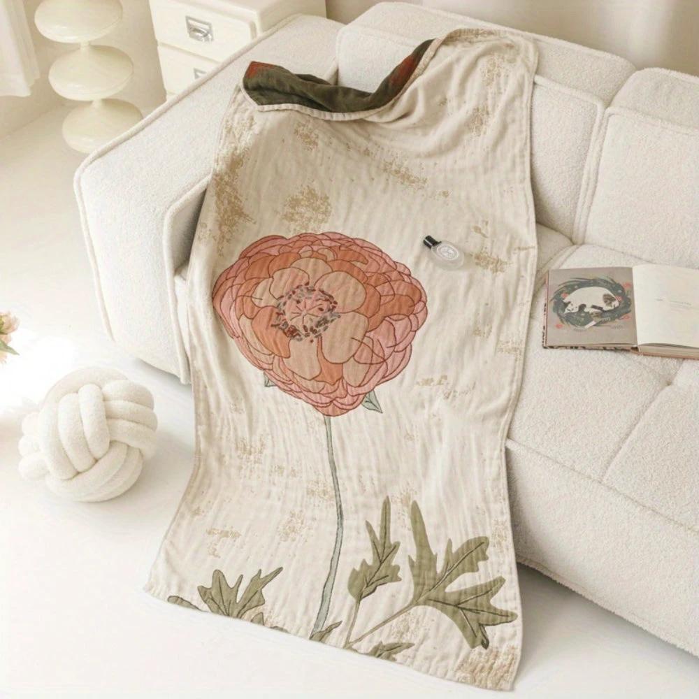 Elegant Floral Print Bath Towel Blanket by Casa & Beyond
