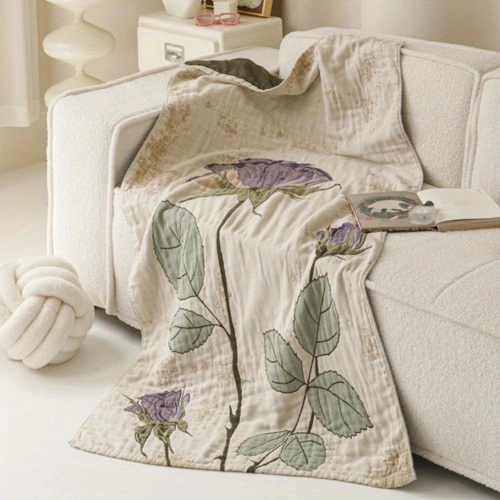 Elegant Floral Print Bath Towel Blanket by Casa & Beyond