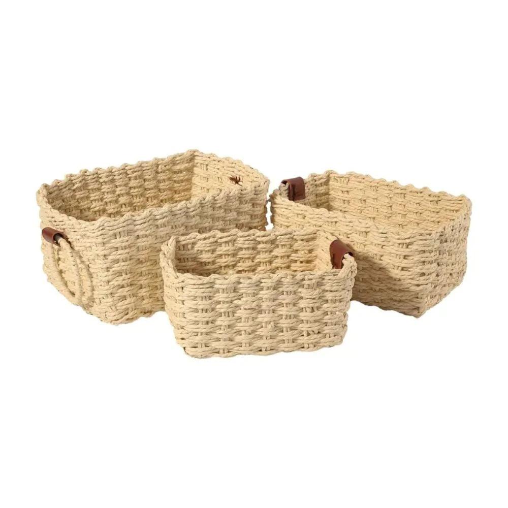 Elegant Rattan Weave Basket Set by Casa & Beyond