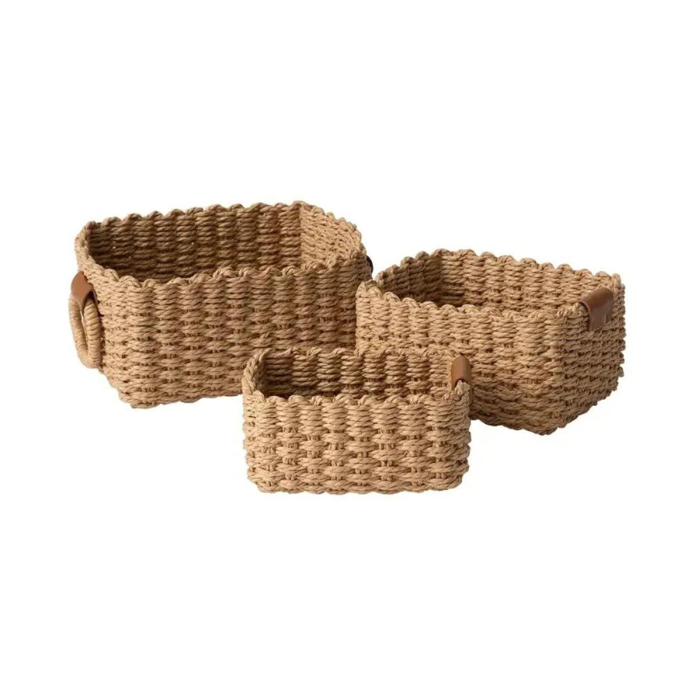 Elegant Rattan Weave Basket Set by Casa & Beyond