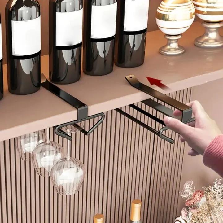 Elegant wine glass holder for undercounter installation by BowLift