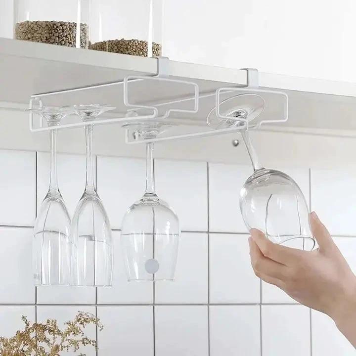 Elegant wine glass holder for undercounter installation by BowLift