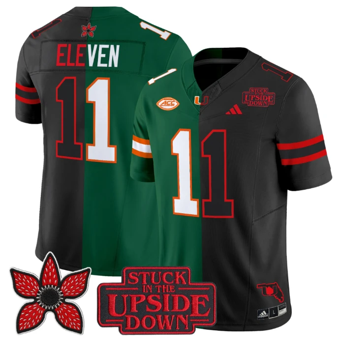 Eleven Jersey #11 Miami Hurricanes Upside Down Edition Stitched by My Store NCAA Football Jerseys