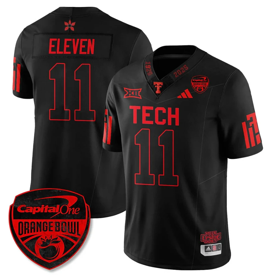 Eleven Jersey #11 Texas Tech Red Raiders Stranger Things Orange Bowl Stitched by My Store NCAA Football Jerseys