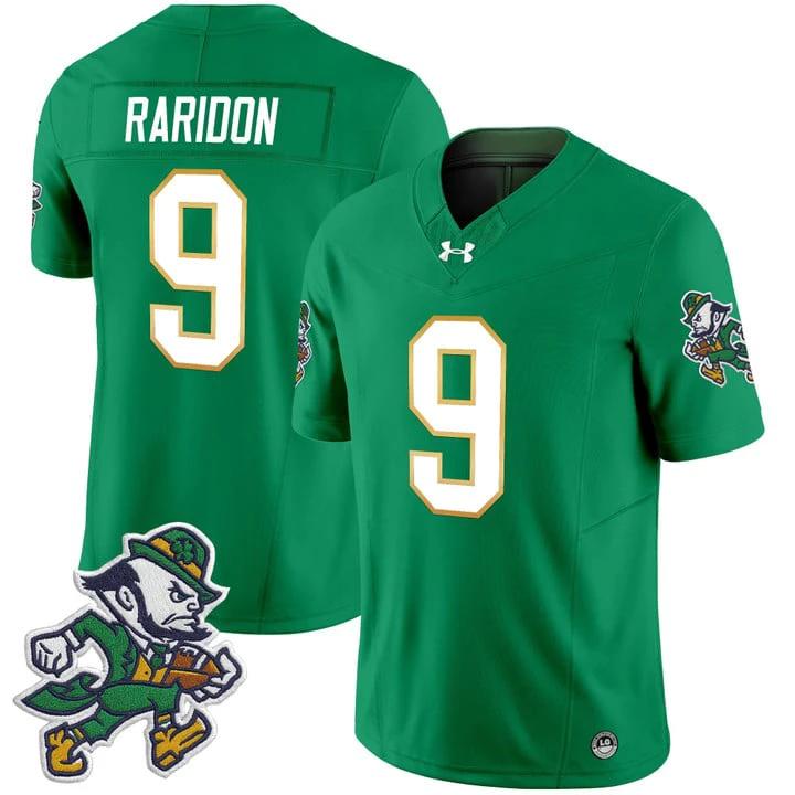 Eli Raridon Jersey #9 Notre Dame 2025 Gridiron Leprechaun Edition Green by My Store NCAA Football Jerseys