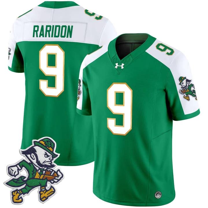 Eli Raridon Jersey #9 Notre Dame 2025 Gridiron Leprechaun Edition Green Alter by My Store NCAA Football Jerseys