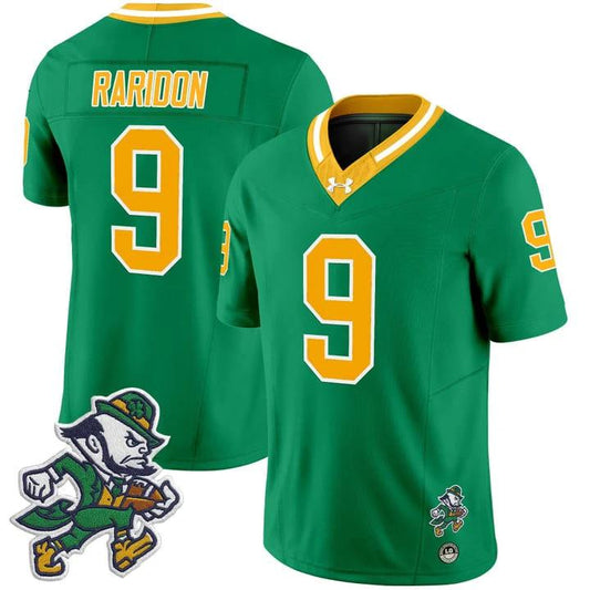Eli Raridon Jersey #9 Notre Dame 2025 Gridiron Leprechaun Edition Throwback by My Store NCAA Football Jerseys