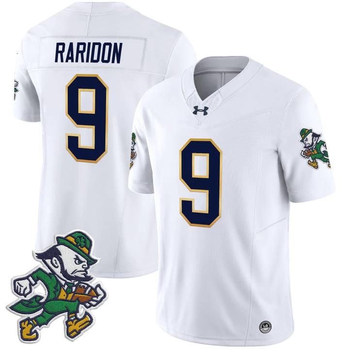 Eli Raridon Jersey #9 Notre Dame 2025 Gridiron Leprechaun Edition White by My Store NCAA Football Jerseys