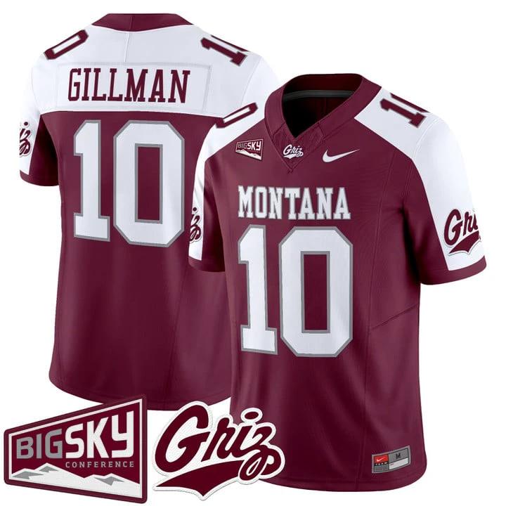 Eli Gillman Jersey #10 Montana Grizzlies 2025 Vapor Limited Stitched by My Store NCAA Football Jerseys