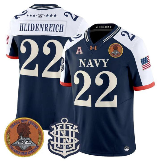 Eli Heidenreich Jersey #22 Navy Midshipmen 250th Anniversary Stitched by My Store NCAA Football Jerseys