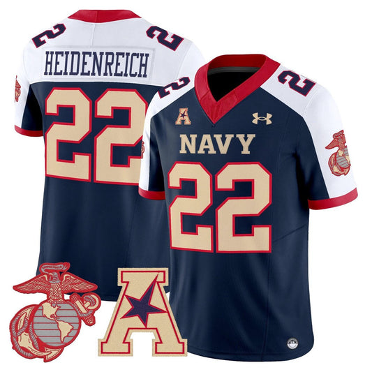 Eli Heidenreich Jersey #22 Navy Midshipmen Vapor USMC Premier Stitched by My Store NCAA Football Jerseys