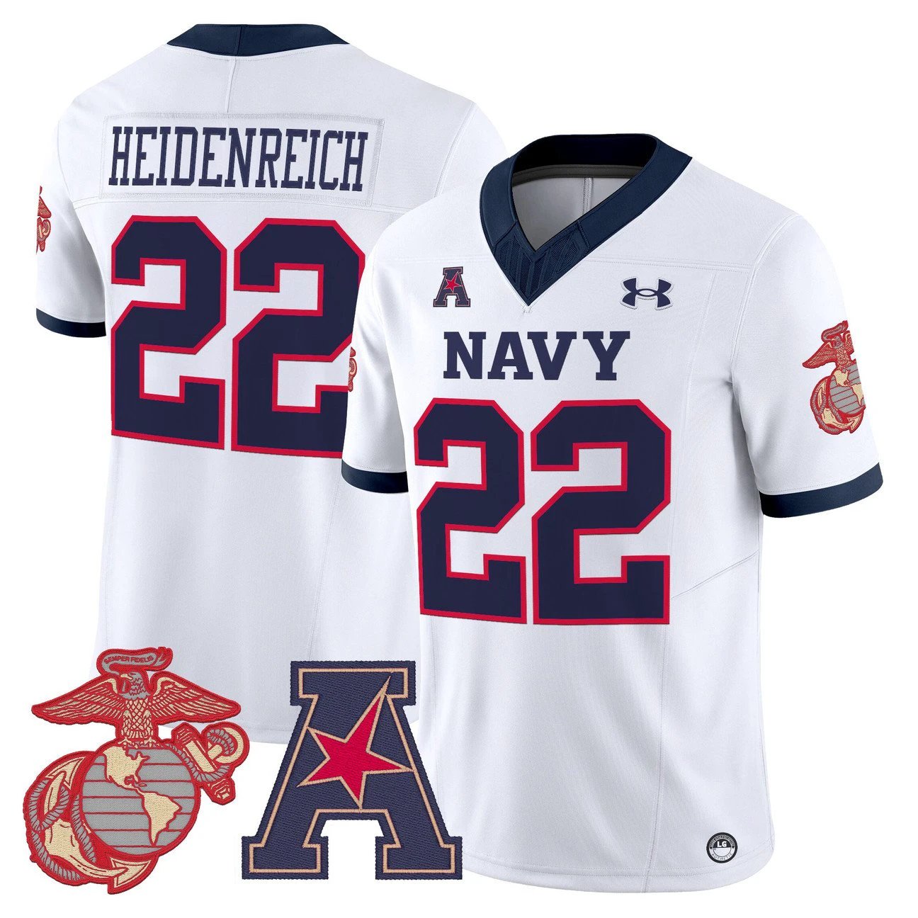 Eli Heidenreich Jersey #22 Navy Midshipmen Vapor USMC Premier Stitched by My Store NCAA Football Jerseys