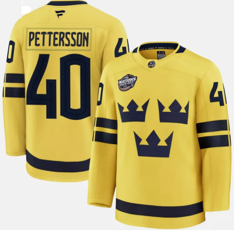 Elias PetterssonJersey #40 Sweden Yellow 2025 4 Nations Face-Off Stitched by Hockey David