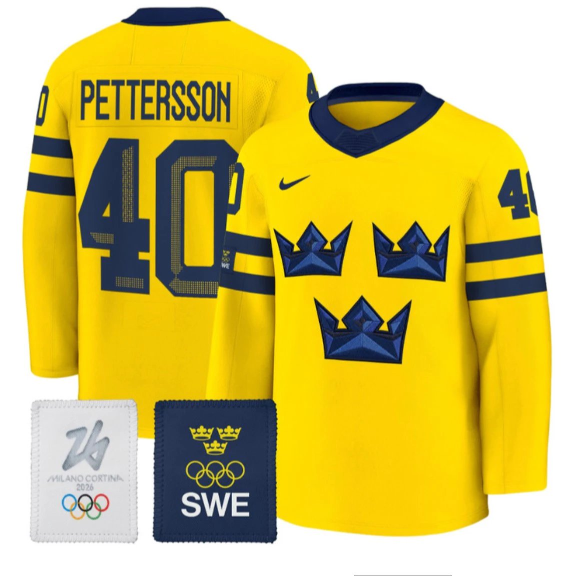 Elias Pettersson Jersey #40 Sweden Olympic 2026 Premium All Stitched by Hockey David