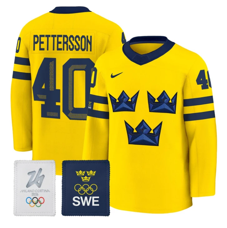 Elias Pettersson Jersey #40 Sweden Olympic 2026 Premium Hockey All Stitched by Hockey David