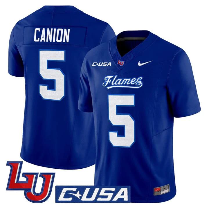Elijah Canion Jersey #25 Liberty Flames 2025 Vapor Limited Stitched Mono Navy by My Store NCAA Football Jerseys