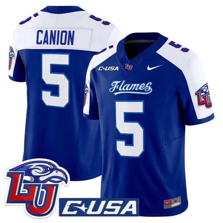 Elijah Canion Jersey #25 Liberty Flames 2025 Vapor Limited Stitched Navy Alter by My Store NCAA Football Jerseys