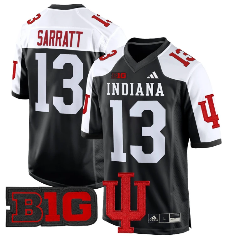 Elijah Sarratt Jersey #13 Indiana Hoosiers 2024 Game V2 Football Black Alternate by My Store